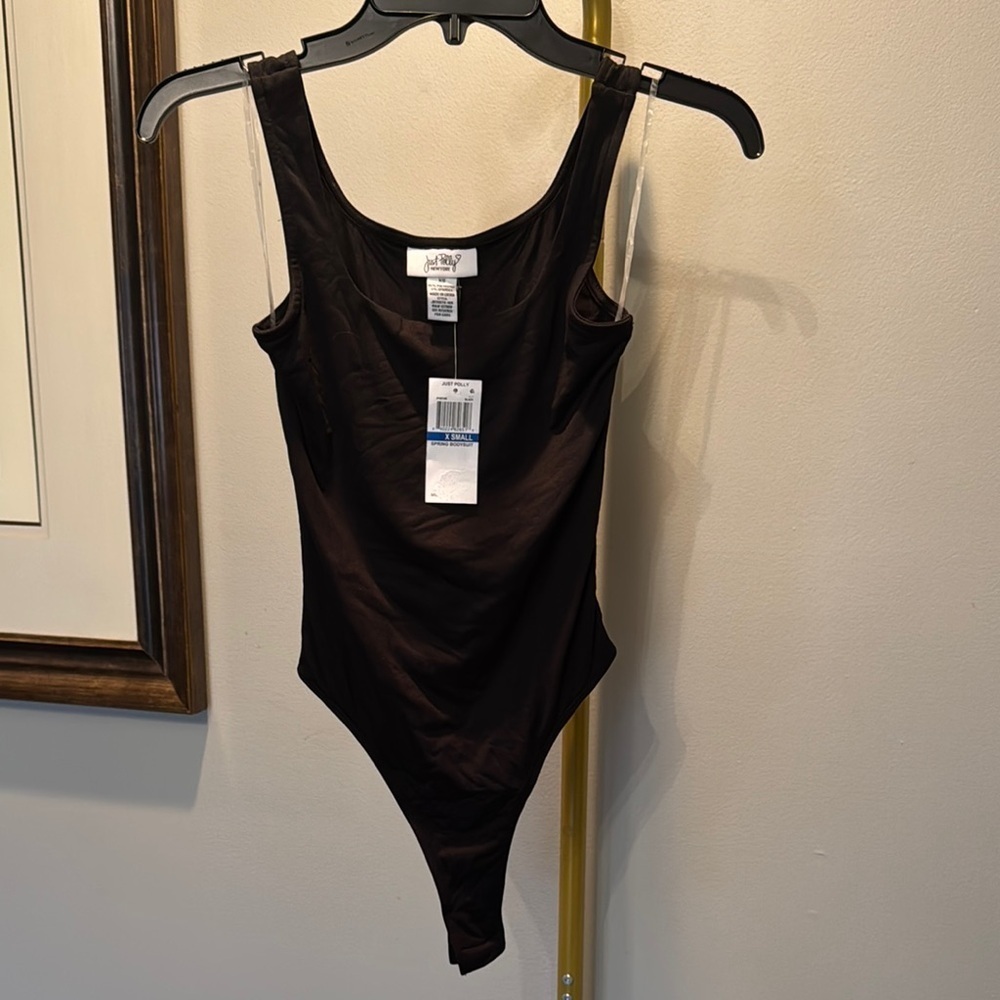 Just Polly Black Bodysuit One Piece NWT XS